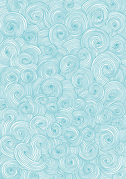 ilustrações, clipart, desenhos animados e ícones de sem costura padrão de rabiscos espirais e de bíceps - abstract backgrounds wind blue