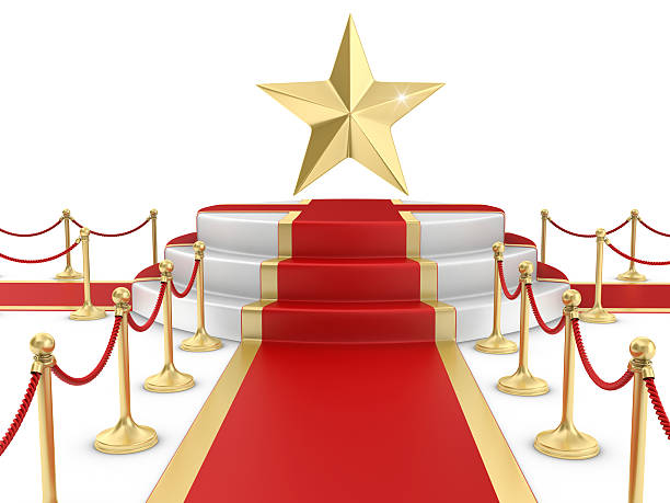 istock Red Carpet on the Stairs and Gold Star 483453297