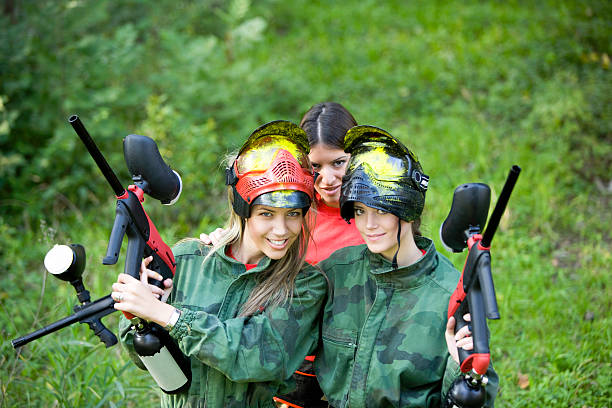 Paintball team Paintball team, canon 1Ds mark III paintballing stock pictures, royalty-free photos & images