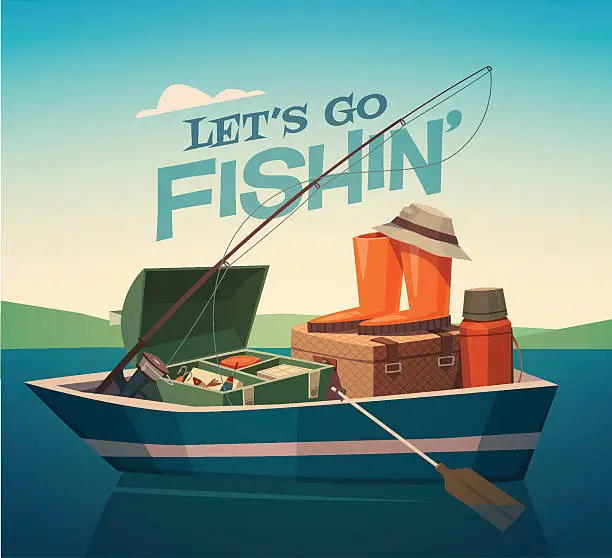 Vector illustration of Fishing boat.