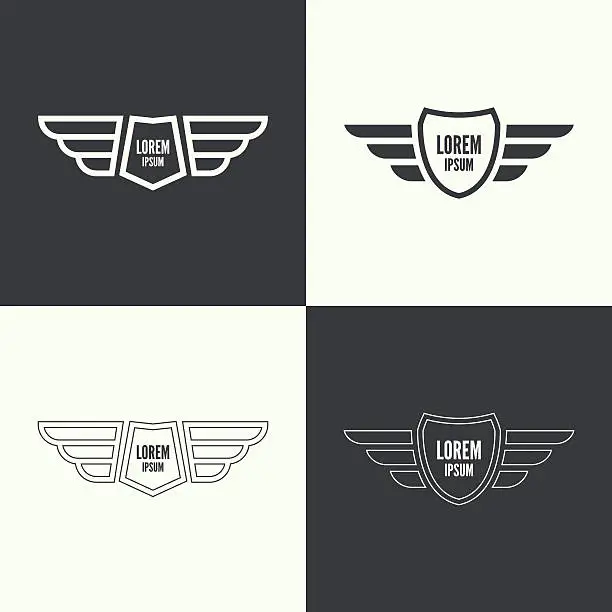 Vector illustration of Badge with wings