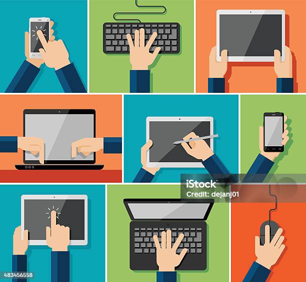 Hand Icons Stock Illustration - Download Image Now - Computer Mouse, Digital Tablet, Laptop