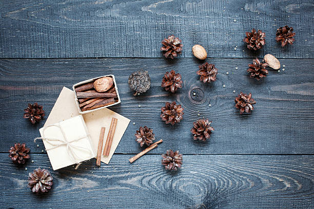 istock Gift and card on the vintage table 483462700