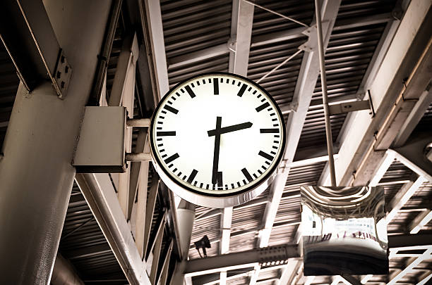 istock Closeup Clock at the sky-train station 483464114