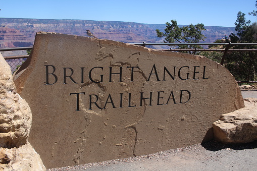 Bright angel trail sign, Grand canyon national park, Arizona
