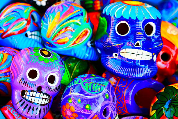 festa loca! méxico colorido freak skulls-méxico cultura - carnival spirit imagens e fotografias de stock