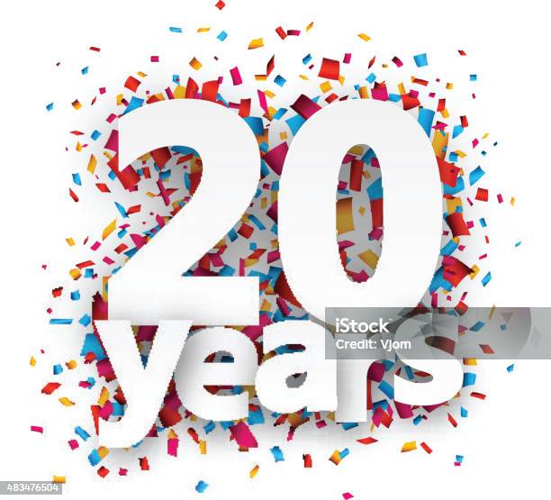 Twenty Years Paper Confetti Sign Stock Illustration - Download Image Now - 20-24 Years, Celebration, Number 20