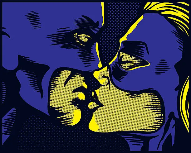 Vector illustration of Superhero kiss