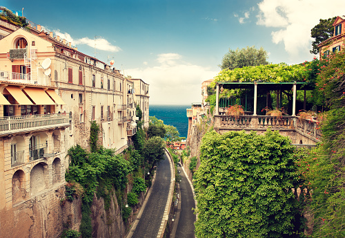 Sorrento place , Italy,cliff and beach