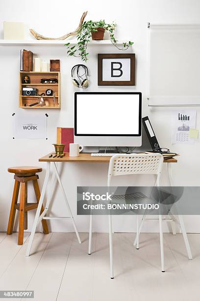 Modern Creative Workspace Stock Photo - Download Image Now - Desk, Cool Attitude, Desktop PC