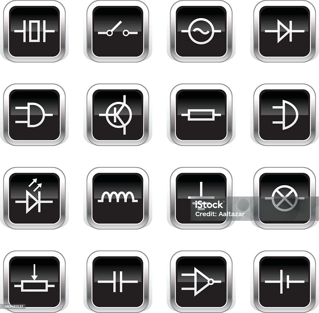 Supergloss nero icone-elettronico simboli - arte vettoriale royalty-free di Affari finanza e industria