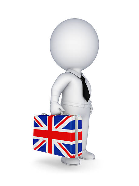 Suitcase with flag of England. stock photo