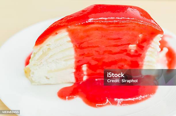 Strawberry Crepe Cake Stock Photo - Download Image Now - Backgrounds, Baked, Baked Pastry Item
