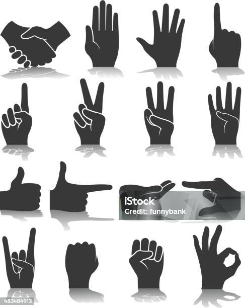 Mão Humana Silhueta - Arte vetorial de stock e mais imagens de Sinal de Parar - Sinal de Parar, Stop - Palavra inglesa, Número 3