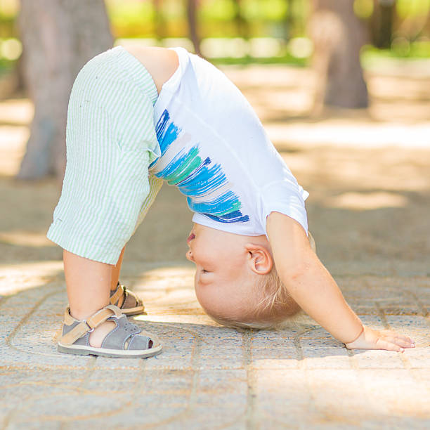 Baby yoga stock photo