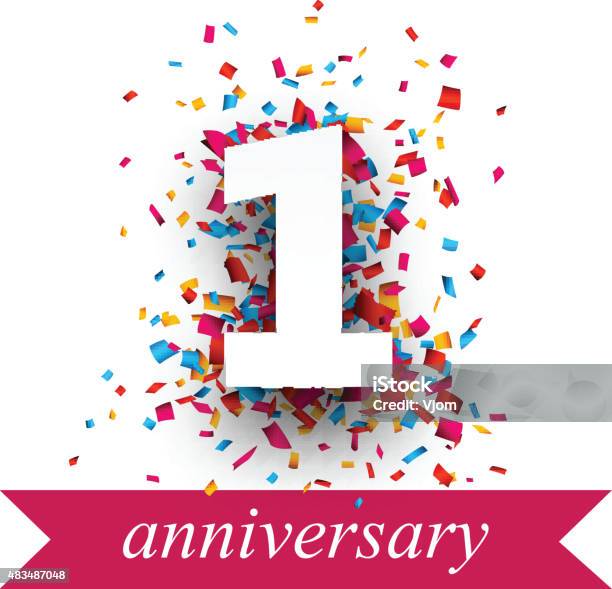 One Paper Confetti Sign Stock Illustration - Download Image Now - 12-23 Months, Anniversary, Business