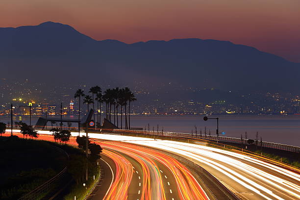 istock Betsudai national highway of night view 483487580
