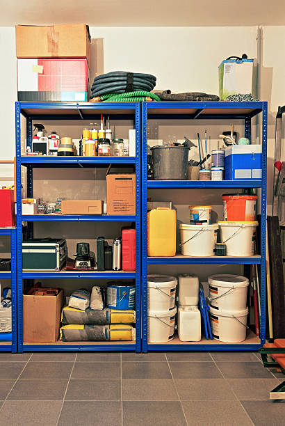 istock Full packed shelf with a lot of stuff 483490416