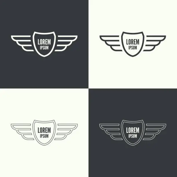 Vector illustration of Badge with wings