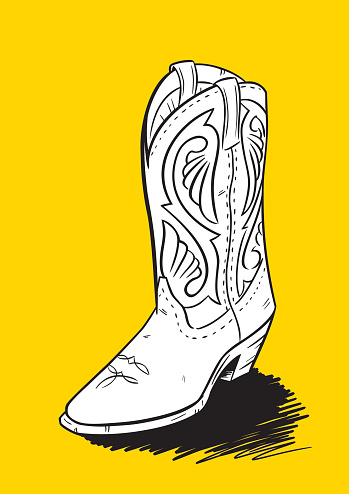 Vector illustration of a hand drawn western cowboy boot.