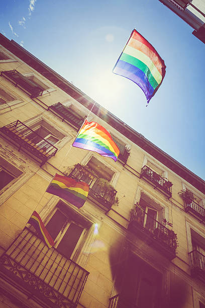istock Rainbow Flag Gay Rights Pride in Madrid, Spain 483498318