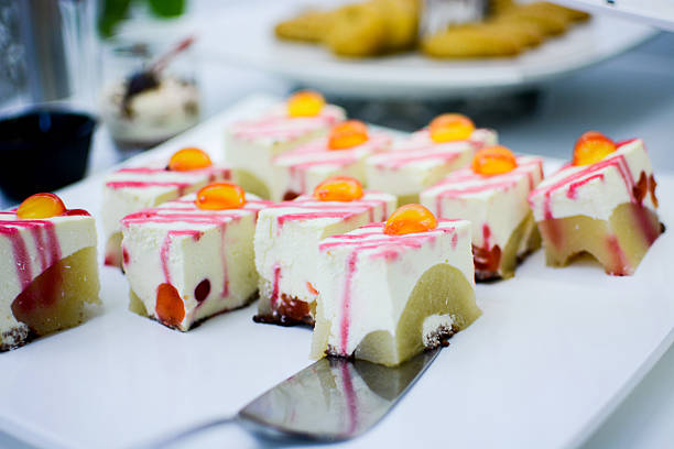 Dessert Cakes on Plate with Knife
