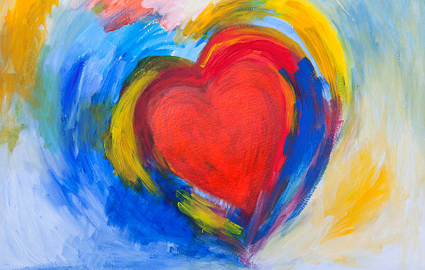 istock painting of Red and blue abstract Heart 483503126