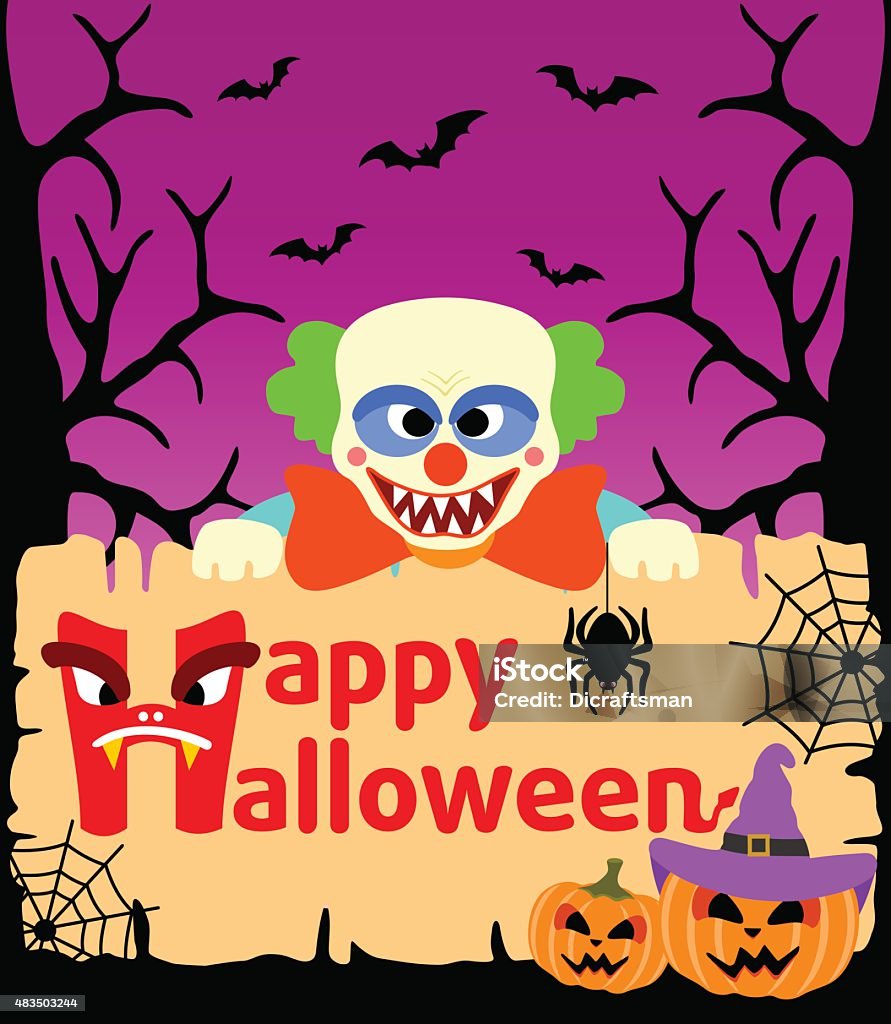 Halloween background with Clown vector Halloween background card with Clown  2015 stock vector