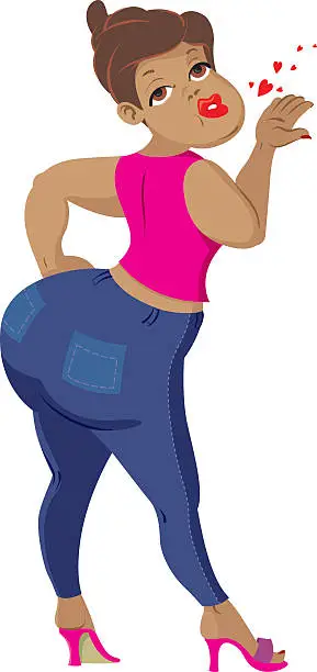 Vector illustration of woman with big buttocks