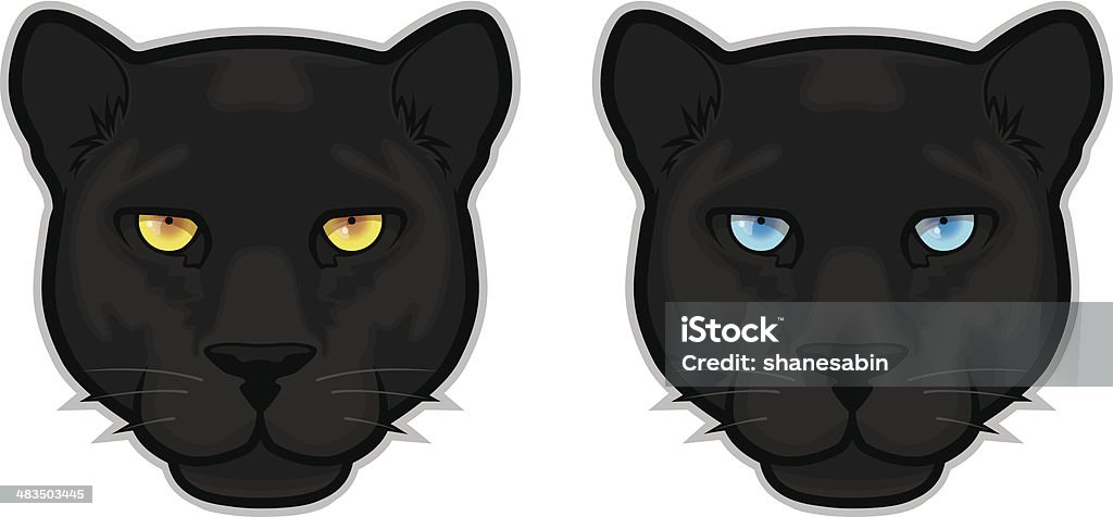 Black Panther Heads - Royalty-free Leopardo-negro arte vetorial