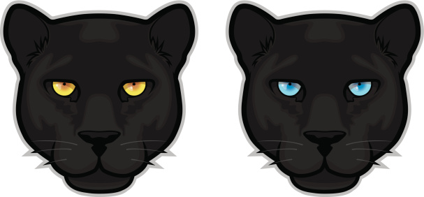 2 Black Panther Heads. File is organized into layers. Download includes: EPS, JPG, PDF formats.