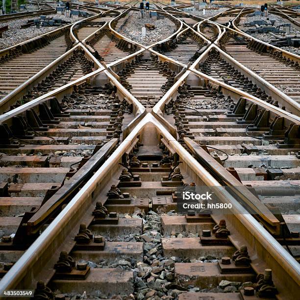 Railroad Track Points Stock Photo - Download Image Now - Railroad Track, Crossroad, Choice