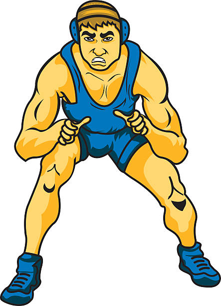 wrestler 자세 - wrestling human muscle muscular build strength stock illustrations