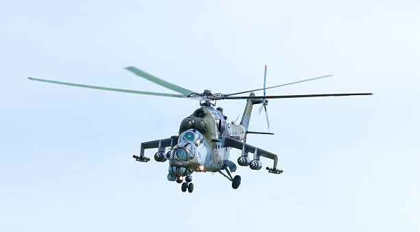 Czech Army Fighter- Helicopter MI24V Hind stock photo