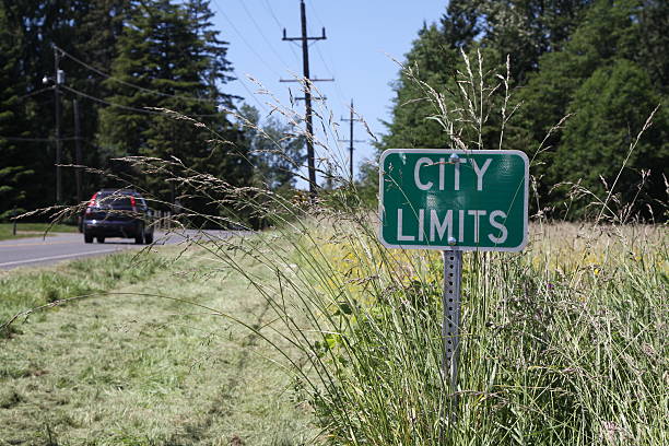 City Limits Sign Out In The Country stock photo