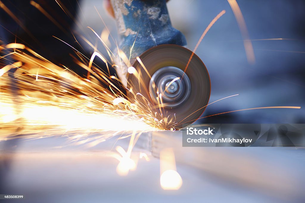 metal sawing close up Circular Saw Stock Photo