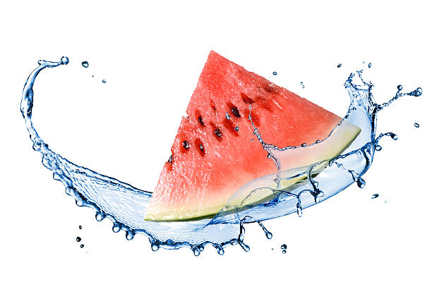 istock watermelon and water splash isolated on white 483508435