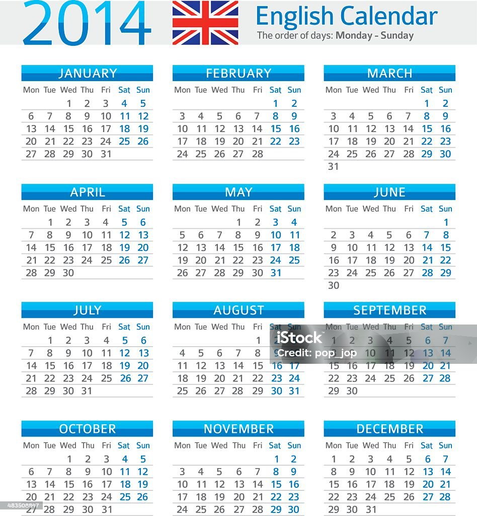 Calendário de 2014 - Vetor de 2014 royalty-free