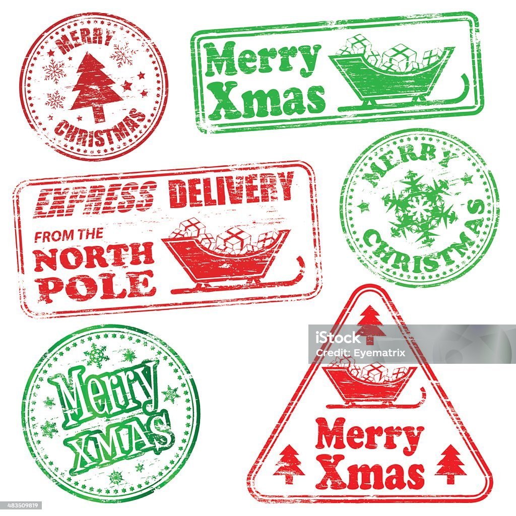 Merry Natal selos de borracha - Royalty-free Borracha - Material arte vetorial