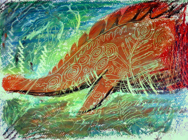 абстрактный динозавр живопись - illustration and painting geologic time scale old fashioned wildlife stock illustrations