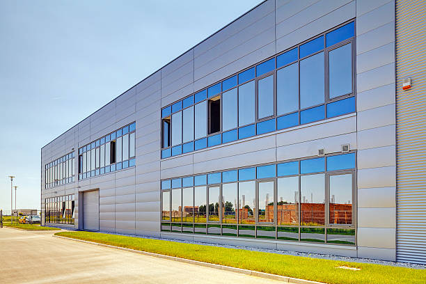 istock Aluminum facade on industrial building 483511148