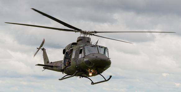 CDH-146 Griffon helicopter in flight at the Atlantic National Airshow.