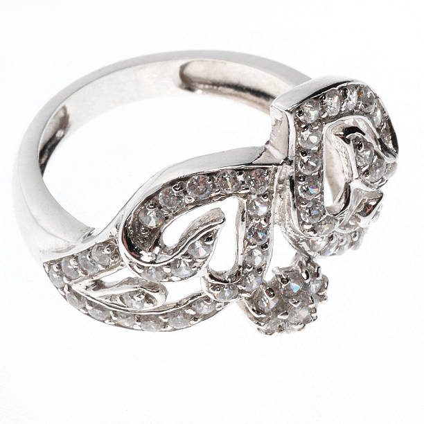 istock White gold jewellery with diamonds. 483511414