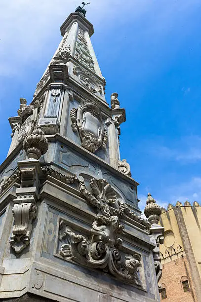 San Domenico Maggiore square, whit its caratheristic obelisk naples