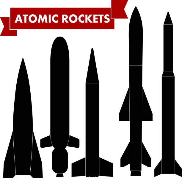 набор атомной rockets. векторная иллюстрация - missile stock illustrations