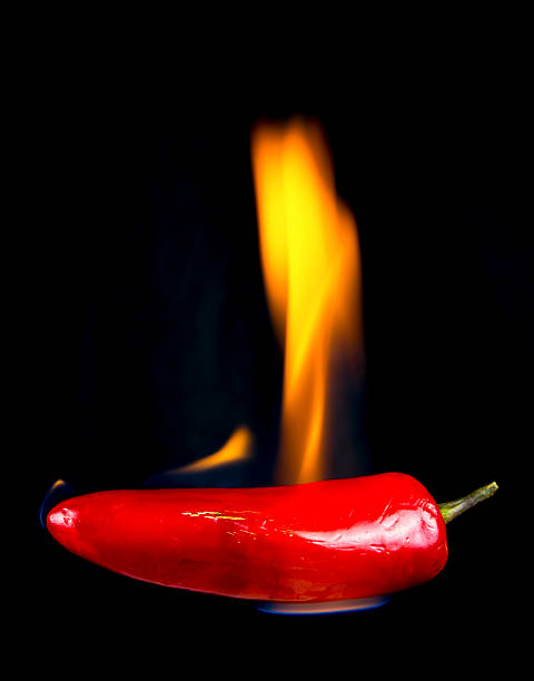 istock Red Chili Pepper with flames 483521556