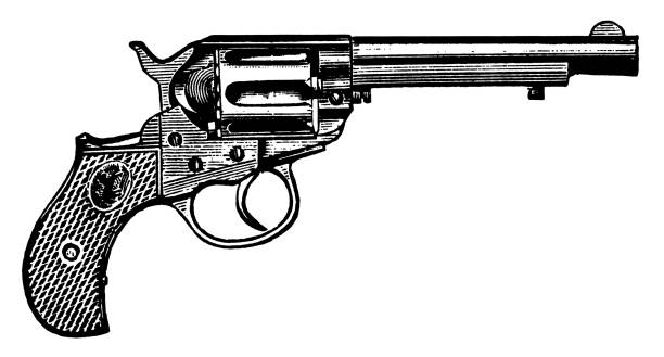 ilustraciones, imágenes clip art, dibujos animados e iconos de stock de pistola - nobody handgun gun part of
