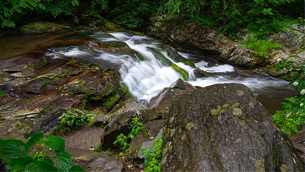 meigs falls é uma estrada waterfall nas smoky mountains - gatlinburg great smoky mountains national park nature water - fotografias e filmes do acervo