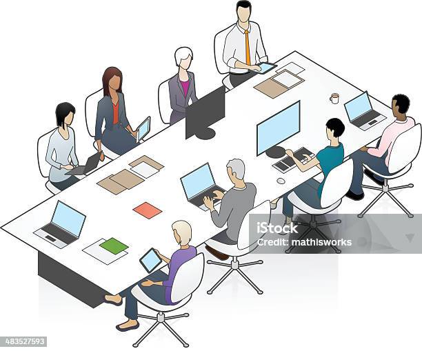 Conference Table Illustration Stock Illustration - Download Image Now - Business Meeting, Illustration, Isometric Projection