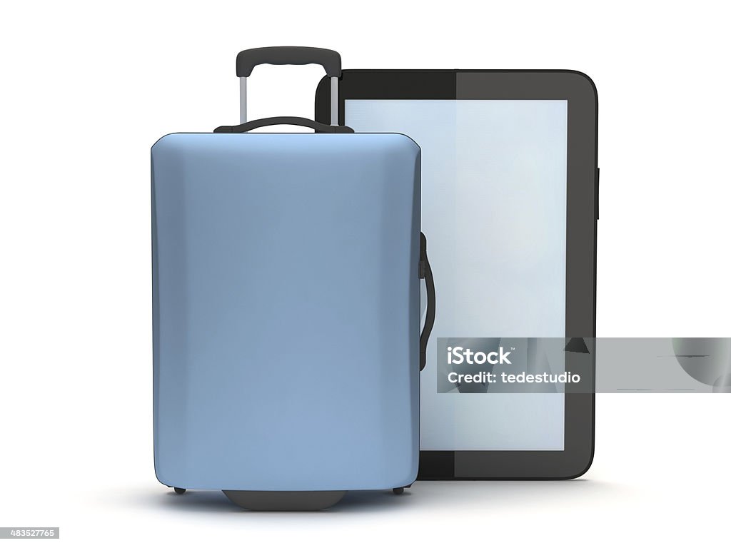 Tablet PC und Koffer auf weißem Hintergrund - Lizenzfrei Abstrakt Stock-Foto